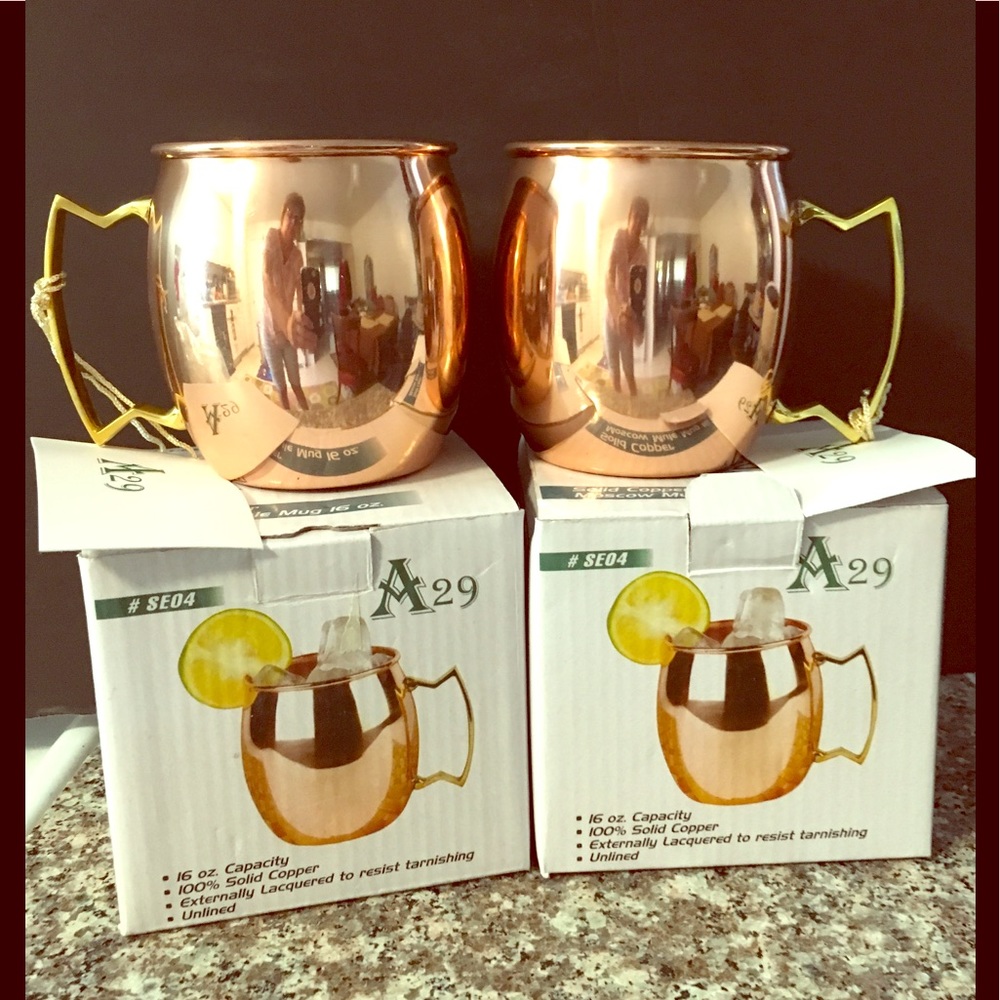 NEW Set of 2 Moscow Mule 100% Copper Mugs 16-Oz